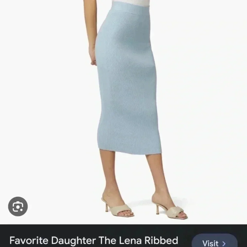 Favorite Daughter the Lena ribbed knit skirt midi baby blue cashmere blend‎ XL